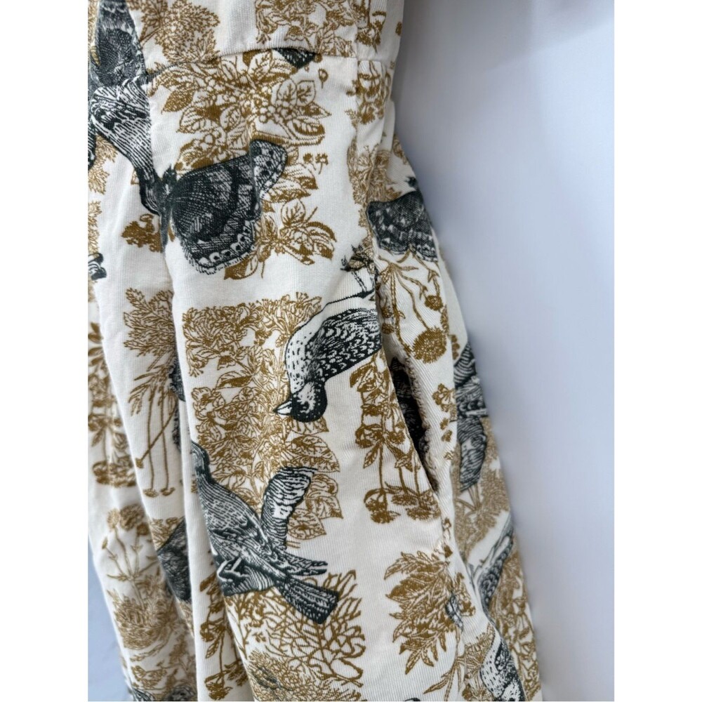 Anthropologie Girls from Savoy Alary Corduroy Shirt Dress | Cream Bird Print | 2 - Picture 5 of 8